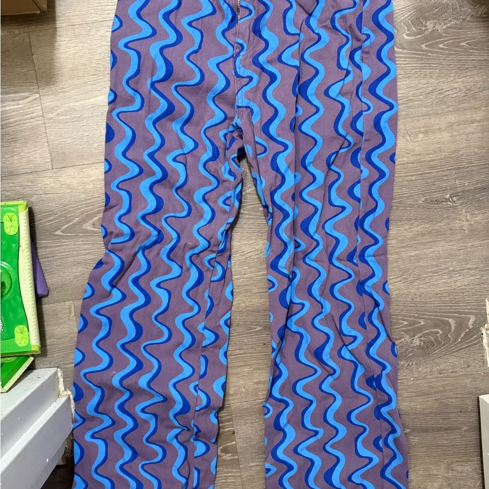 Wavy Blue and Purple Wide Leg Pants